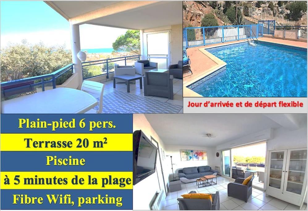 Plain-Pied, Terrasse, Piscine, Pleine Vue Mer, Plage A 6' A Pied, Parking, Wifi Fleury  Εξωτερικό φωτογραφία